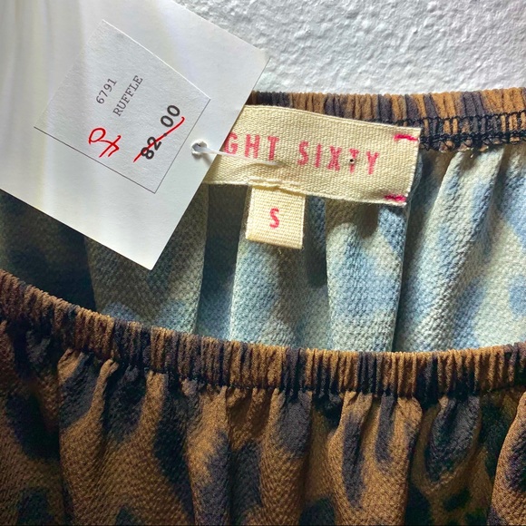 POSH BOUTIQUE BROWN BLACK RUFFLED LEOPARD PRINT BLOUSE NEW WITH TAG - Picture 5 of 12